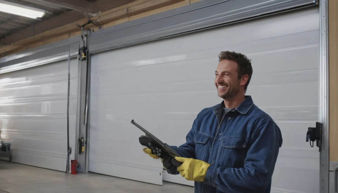 Garage door tracks and rollers being checked in the Hoffman Estates area